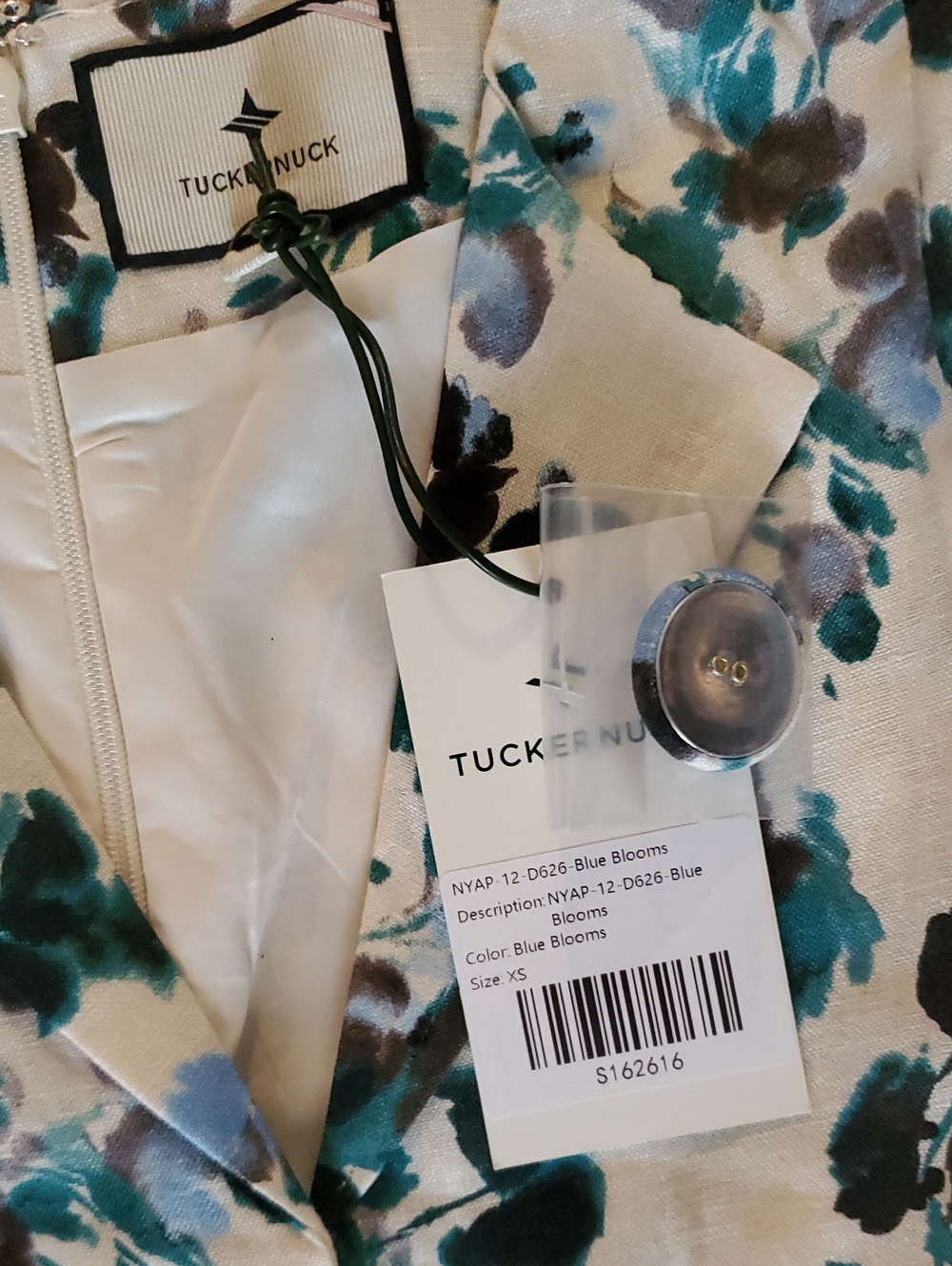 Tuckernuck Blue Blooms Linen Midi Dress Size XS NWT - Picture 3 of 4